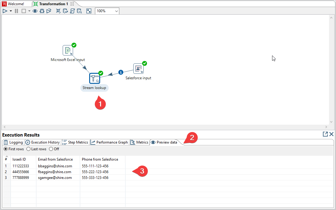 Stream Lookup Preview Data